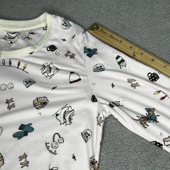 Kate Spade Pajama Set Womens M Henley Jogger Pink Winter Dog Print Top Pants - Picture 9 of 16